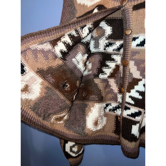 VTG The Peruvian Connection Art To Wear Multi Colored Cardigan SZ L 100% Alpaca - Picture 6 of 9